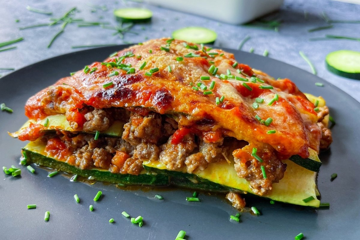 Lasaña de calabacín y carne magra
